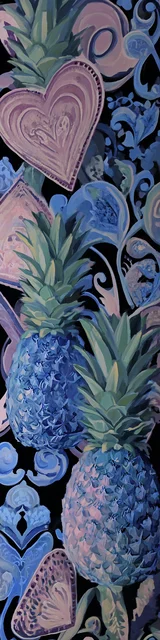Free pineapple bookmark featuring pale blue pineapples